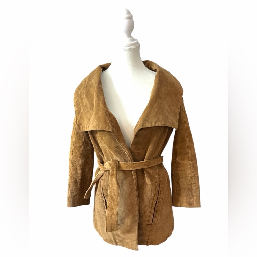 Vintage Y2K Le Chateau - Suede Leather Wrap Coat